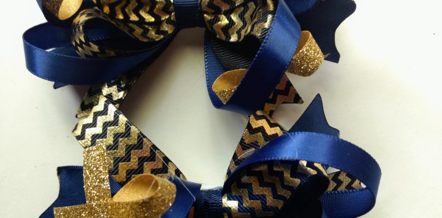 Navy blue & Gold bows