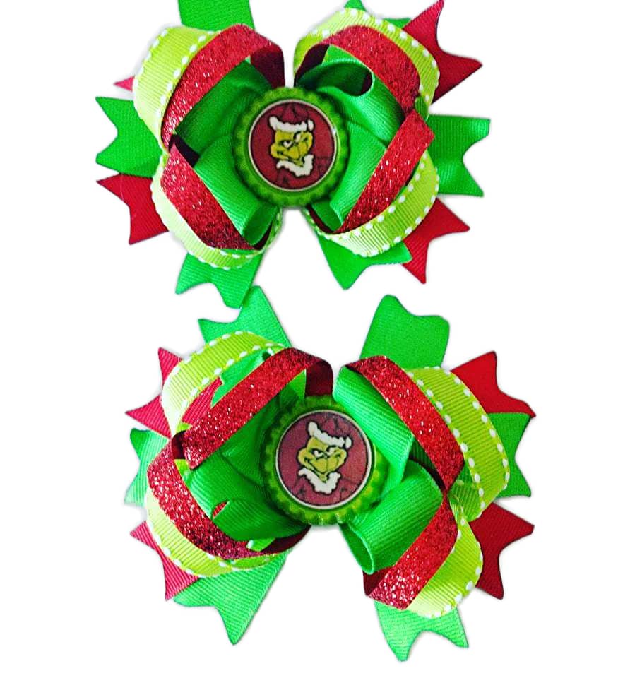 Grinch Christmas bow